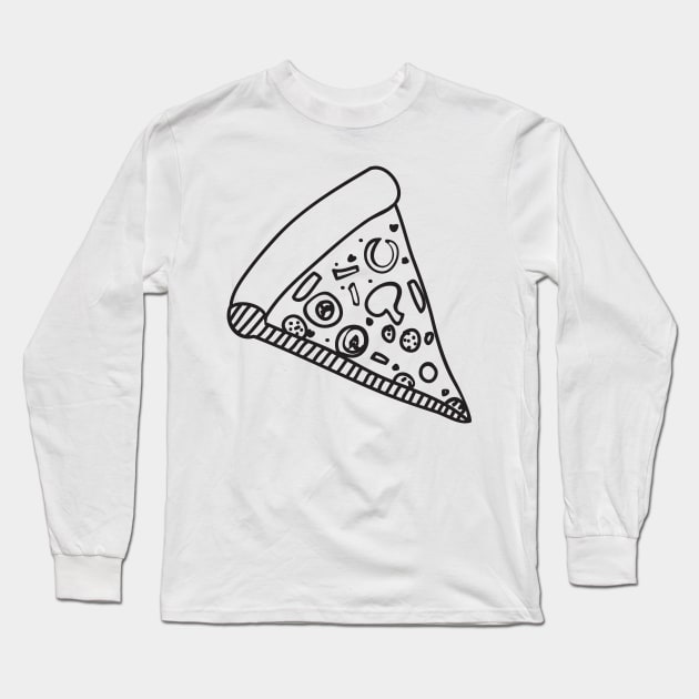 Pizza Slice Cute Drawing Long Sleeve T-Shirt by InkyArt